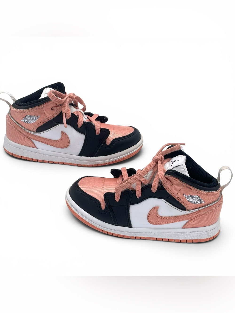 Nike Air Jordan 1 Mid SE Craft Kids Toddler 10C Pink Black - Picture 1 of 10